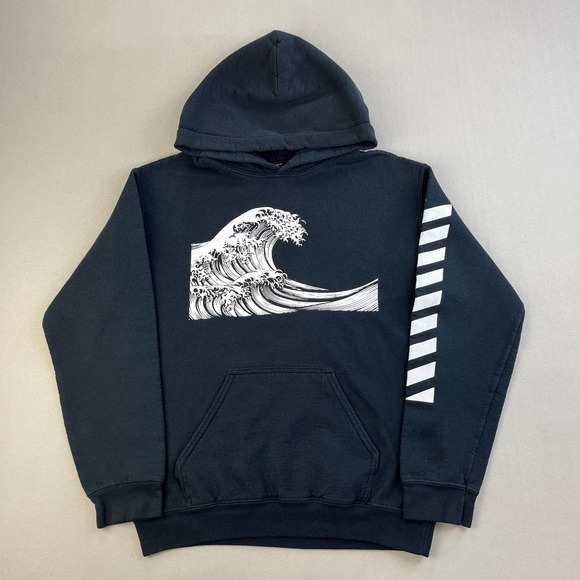 Great Wave Art Hoodie Sweatshirt Adult Small Black Artist Union Japan Kanagawa - Picture 1 of 12
